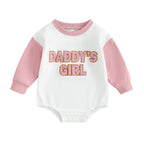 FOCUSNORM Newborn Baby Girl Clothes Daddys Girl Clothes Sweatshirt Embroidery Romper Long Sleeve Onesie Cute Baby Girl Romper (Pink 3-6 Months)