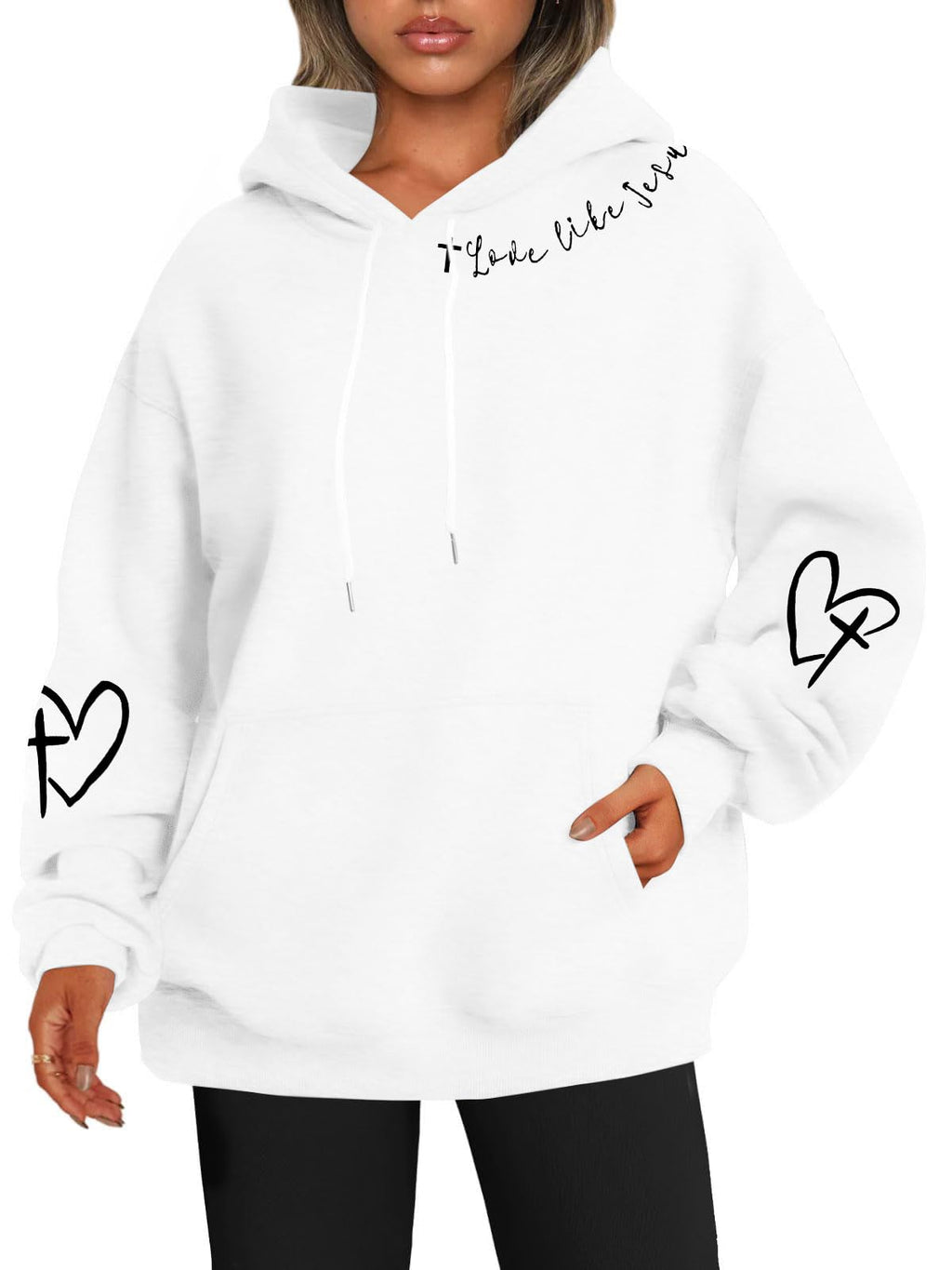FAYALEQ Christian Sweatshirt For Women God Is Good Hoodies Faith Pullover Bible Verse Long Sleeve Tops White