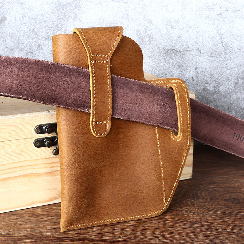 Bolsa retro de cuero para hombre con cinturón colgante para teléfono