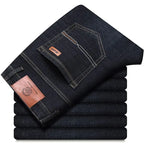 2026 New Business Men's Jeans Casual Straight Stretch Fashion Classic Blue Black Work Denim Pant Trousers Male  Clothing