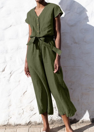 WOLFF Vintage Solid Color Women's Jumpsuit (One Piece)