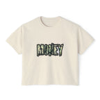 Money Graphic Women's Boxy Tee — Vintage Dollar Bill Lettering