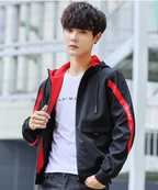 Men's Mid-Length Trench Coat - Casual Hooded Jacket