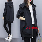 Casual Hooded Mid-Length Trench Coat