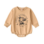 Kayotuas Western Baby Boy Girl Clothes Sweatshirt Romper Cow Print Long Sleeve Bodysuit Oversized Sweater Spring Fall Outfits (Khaki Cow Head 3-6 Months)