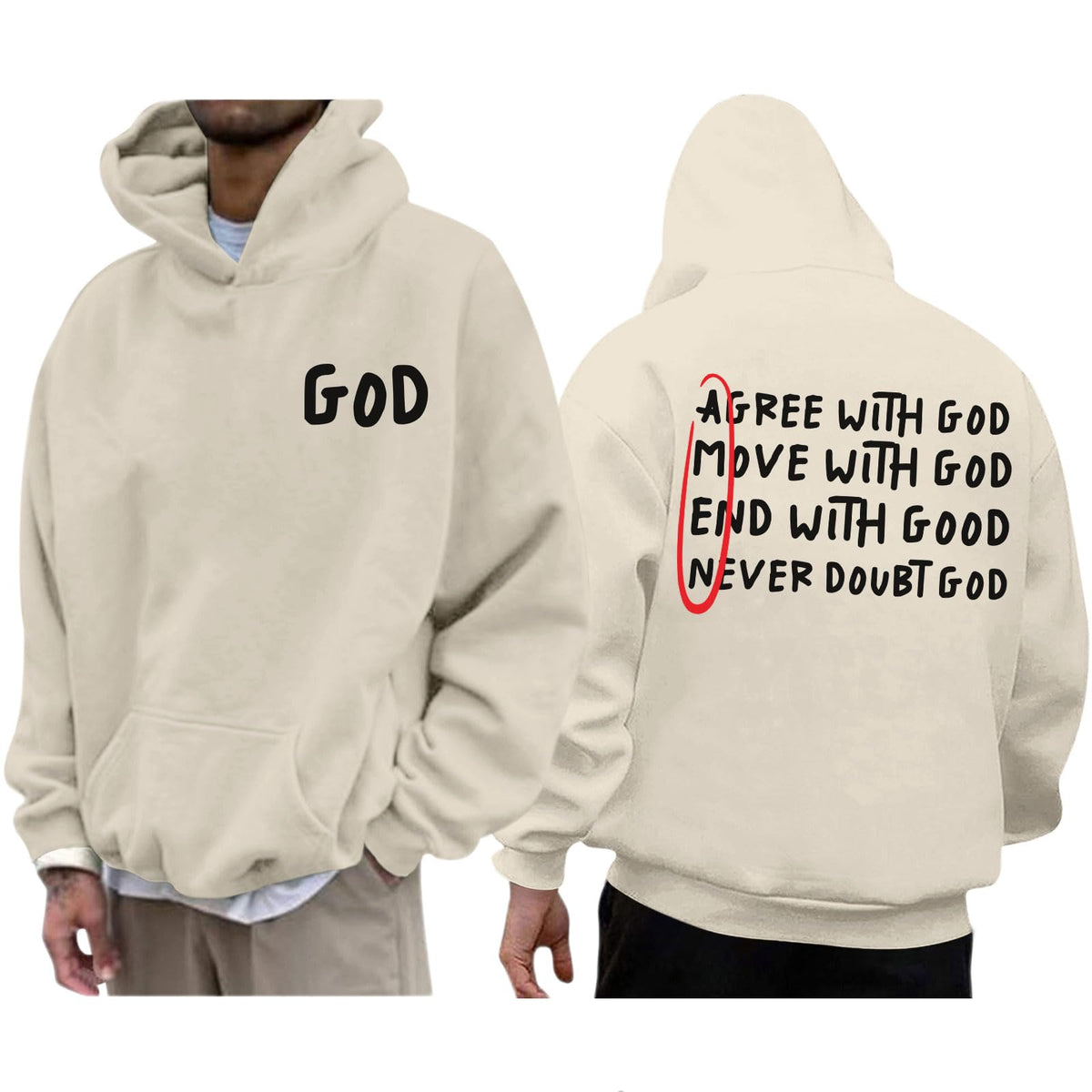 Sulayesh Christian Hoodies for Men Inspirational God Faith Jesus Sweatshirts Vintage Bible Verse Graphic Pullover Hoodie(ApricotXL)