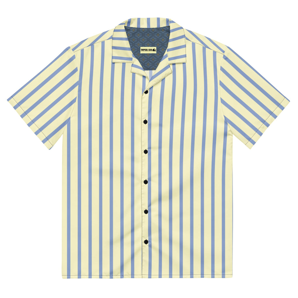 Mellow Yellow & Marlin Blue Striped Button-Down Camp Shirt