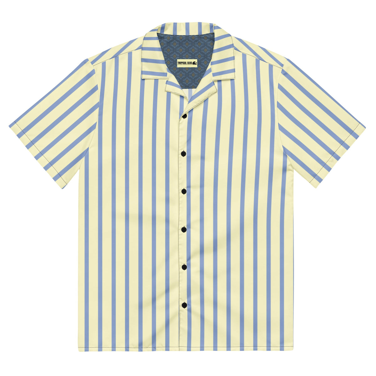 Mellow Yellow & Marlin Blue Striped Button-Down Camp Shirt