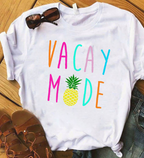 Fruit Pattern Letter Print Fun Short Sleeve T-Shirt for Women