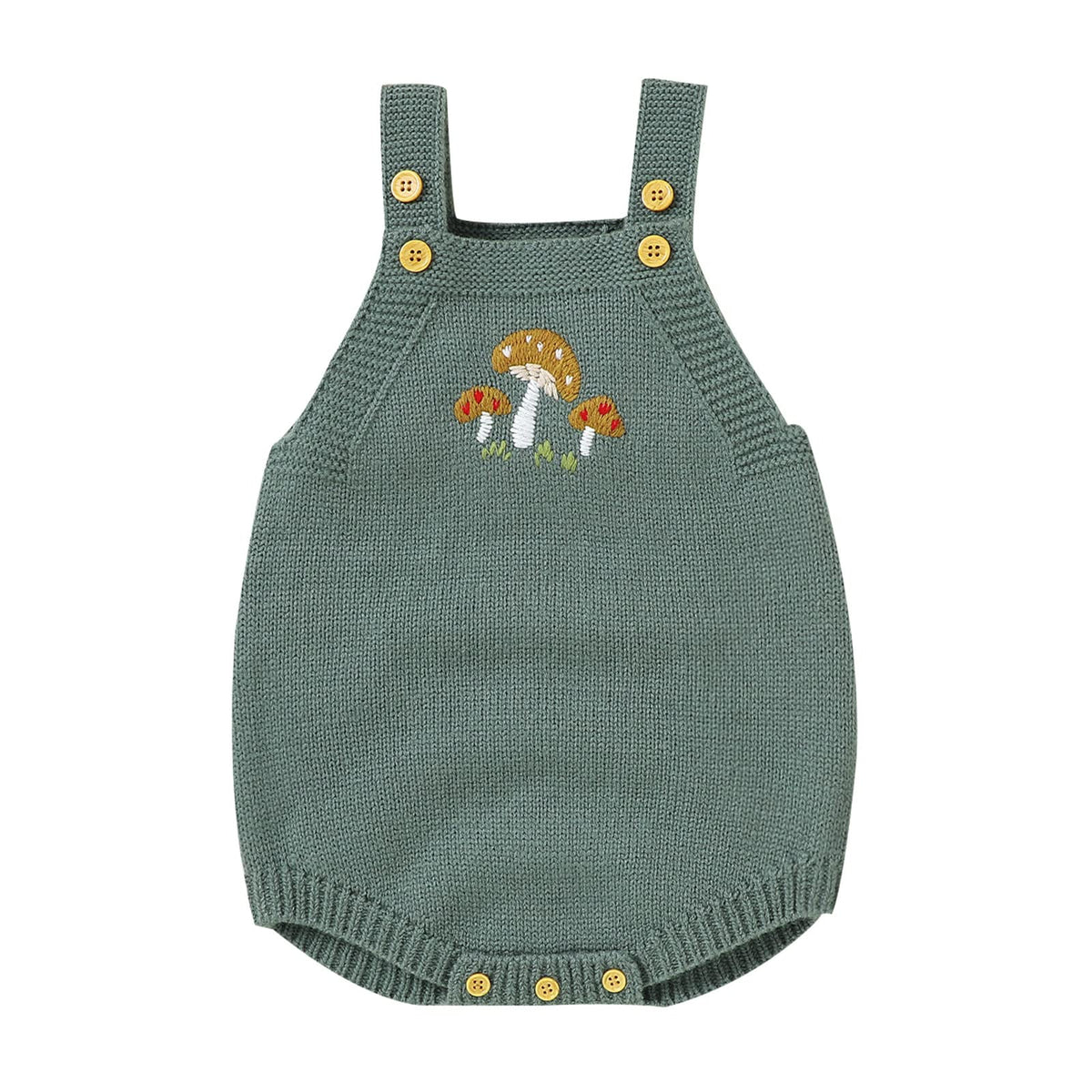 Beziun Newborn Baby Knitted Sleeveless Romper 𝐌ushroom Embroidered Bodysuit Sweater Clothes Summer (Green 0-3 Months)
