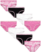 Limited Too Girls Underwear - 100% Cotton Hipster Panties for Girls - 8 Pack Panties for Girls (7-16) Size 6-7 Pink/Tie-dye Assorted
