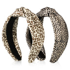 2 Pack Knotted Headband for Women Leopard Print Wide Headbands Non Slip Hair Band Fashion Headband Hair Accessories