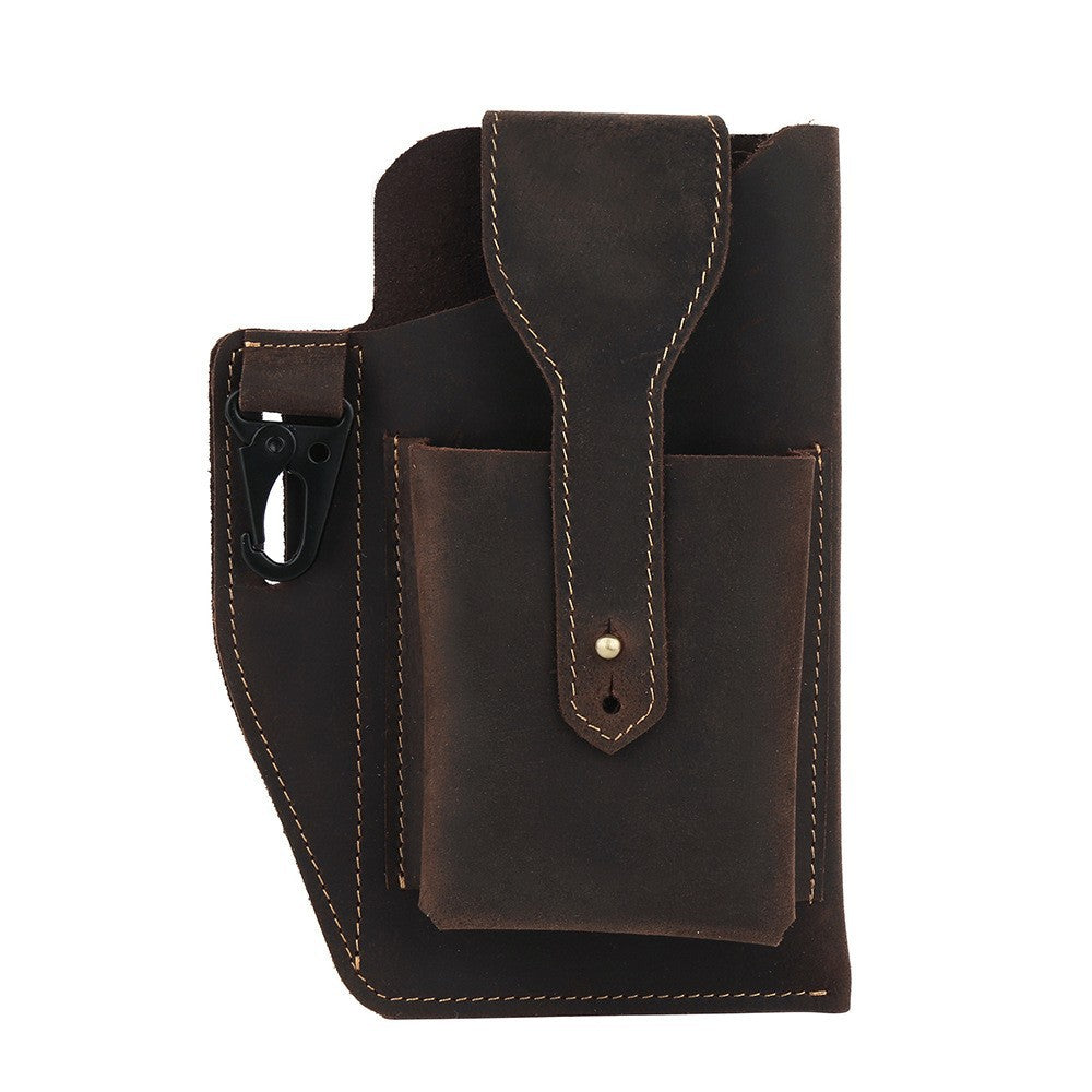 Bolsa retro de cuero para hombre con cinturón colgante para teléfono