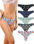 Snebou Seamless Thongs for Women No Show Thong Underwear Breathable Comfortable Panties for Womens Multi Pack