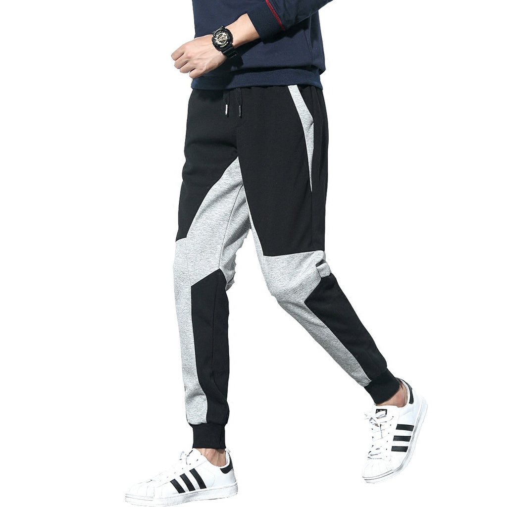 Men's Color Block Slim Fit Joggers, Big Size Long Pants
