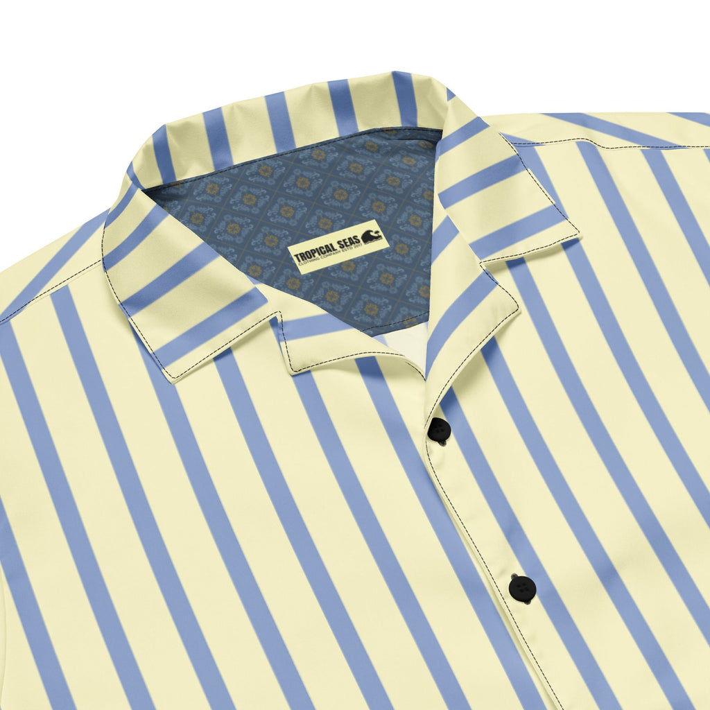 Mellow Yellow & Marlin Blue Striped Button-Down Camp Shirt
