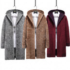 Men's Casual Hooded Loose Knit Cardigan Sweater