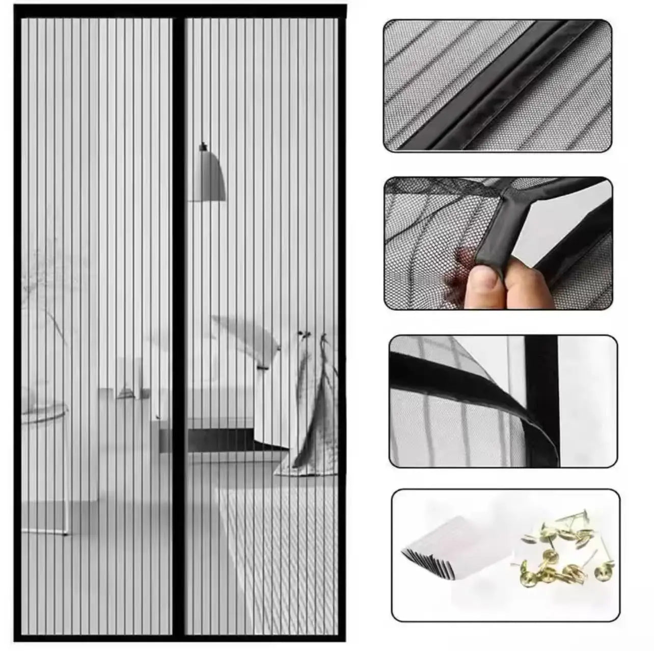 Cortina Antimosquitos Magnética para Puerta 210×90 cm – Sin Perforaciones