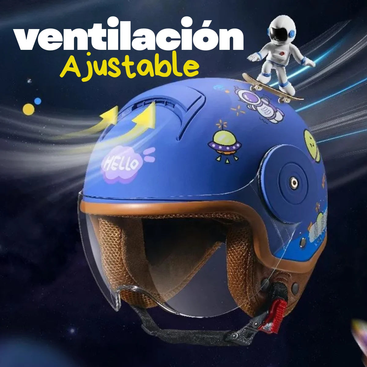Casco Abierto Infantil para Moto y Motoneta DINOSAURIO