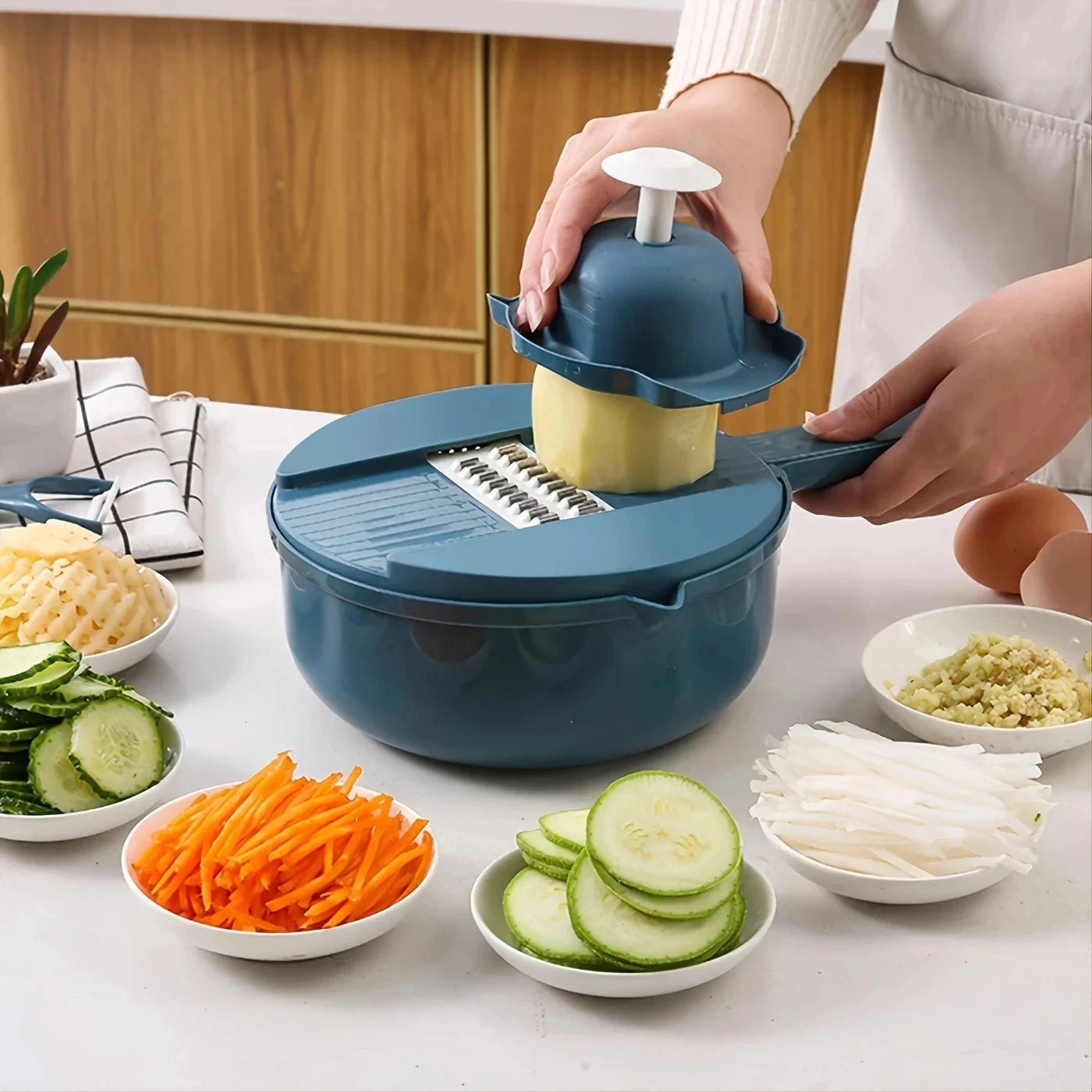 Cortador de verduras 9 en 1, patatas multifuncionales, cortador manual, rallador, utensilios de cocina, herramientas