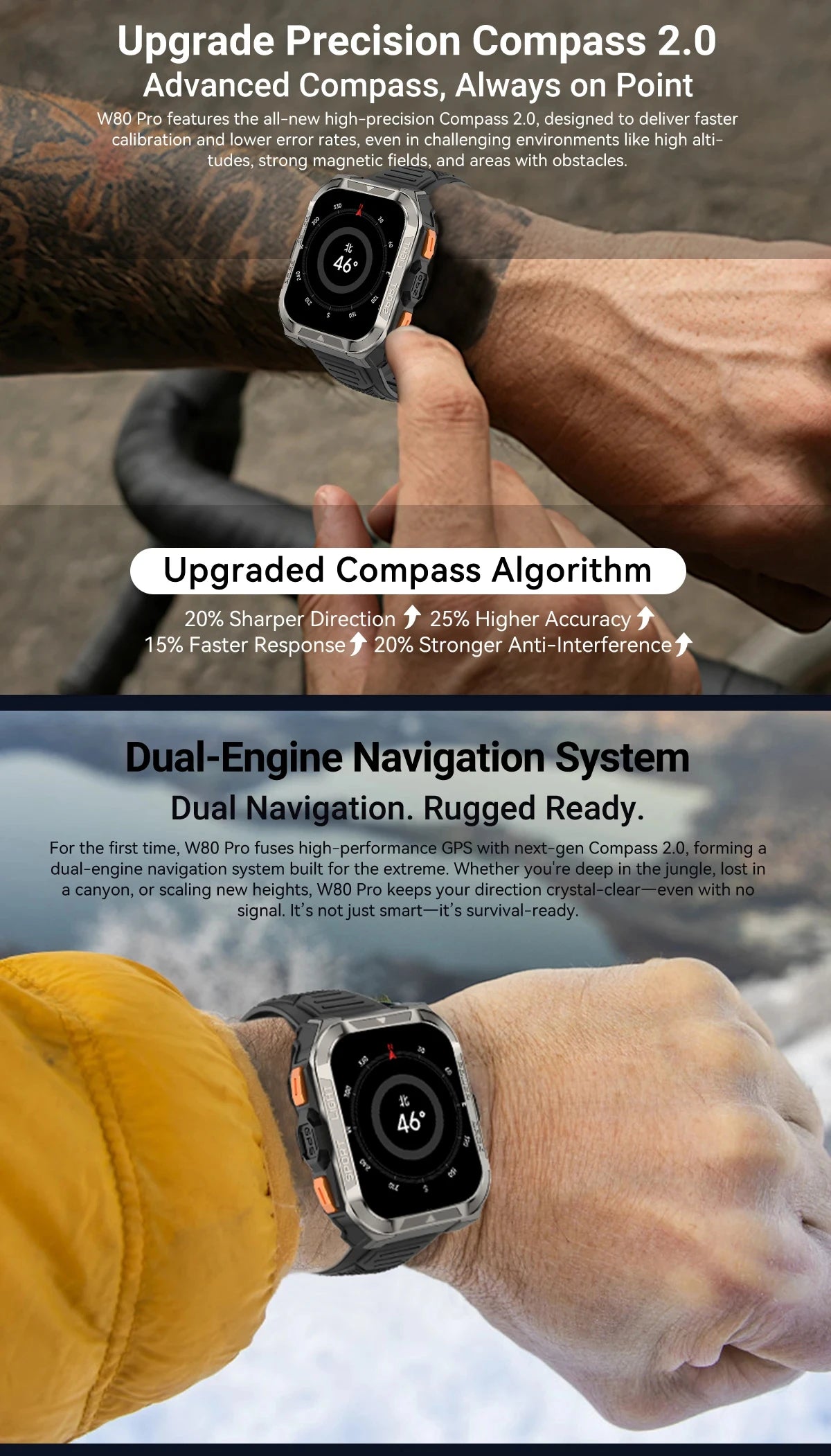 Reloj inteligente Blackview W80 Pro con pantalla de 1,91" y linterna LED para hombre