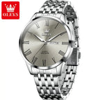 Reloj OLEVS de acero inoxidable para hombre, estilo empresarial minimalista, de lujo,