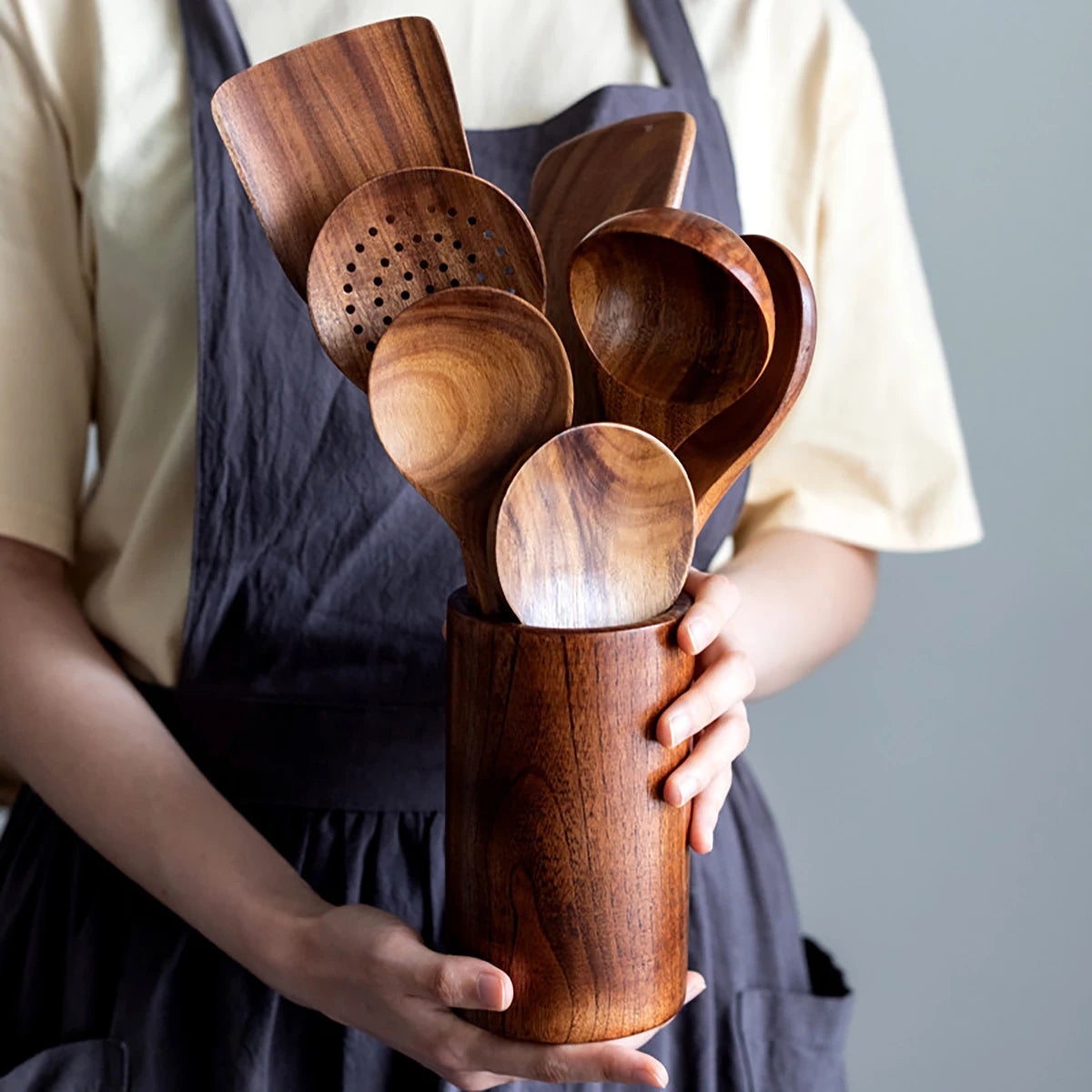 Set de Utensilios de Cocina de Madera - 8 Piezas