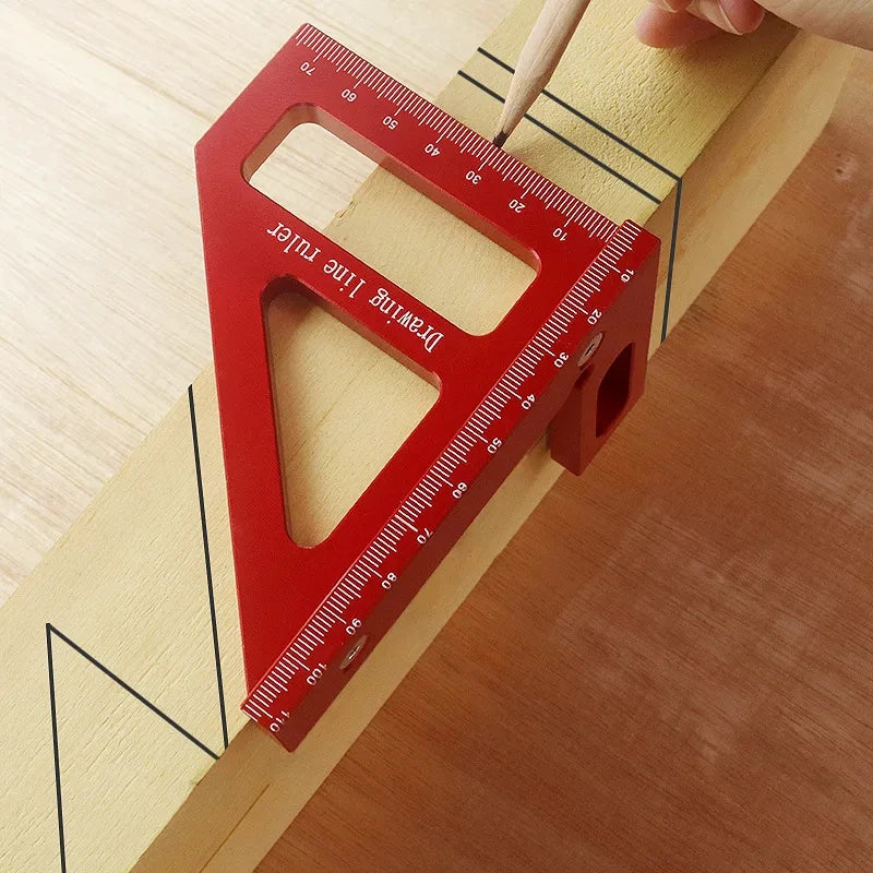 Escuadra y Transportador para Carpintería – Regla Triangular de Aleación de Aluminio