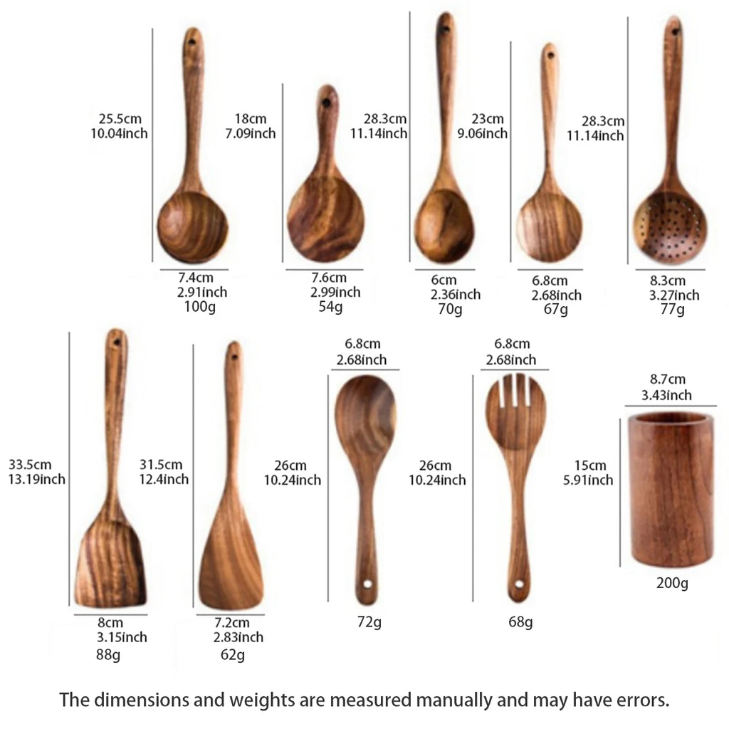 Set de Utensilios de Cocina de Madera - 8 Piezas