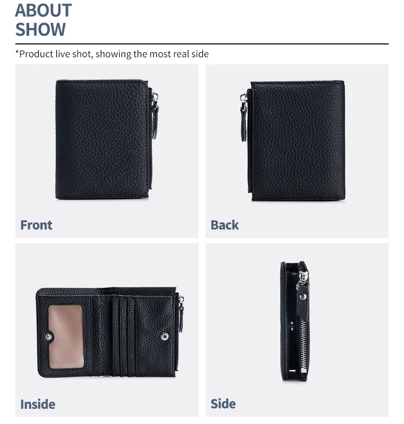 Cartera Corta Cuero Genuino - Estilo Japonés RFID