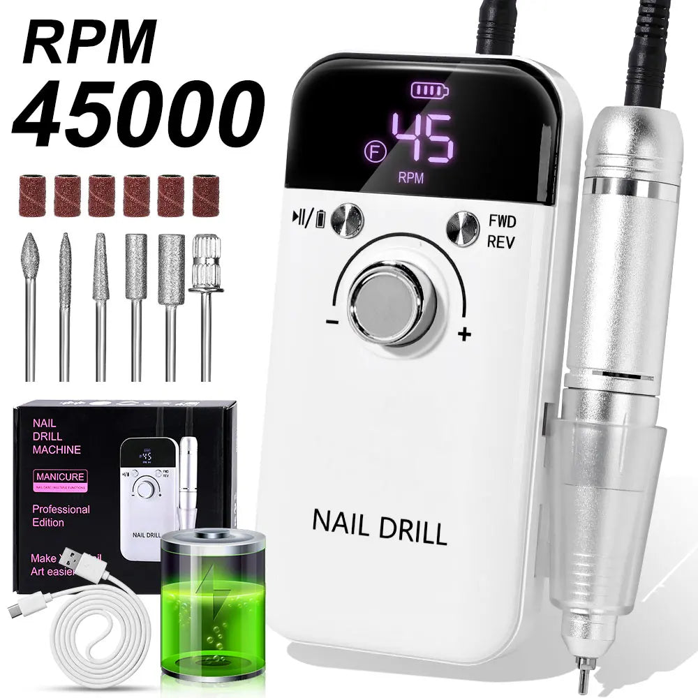 Taladro eléctrico recargable para uñas, 45000RPM7