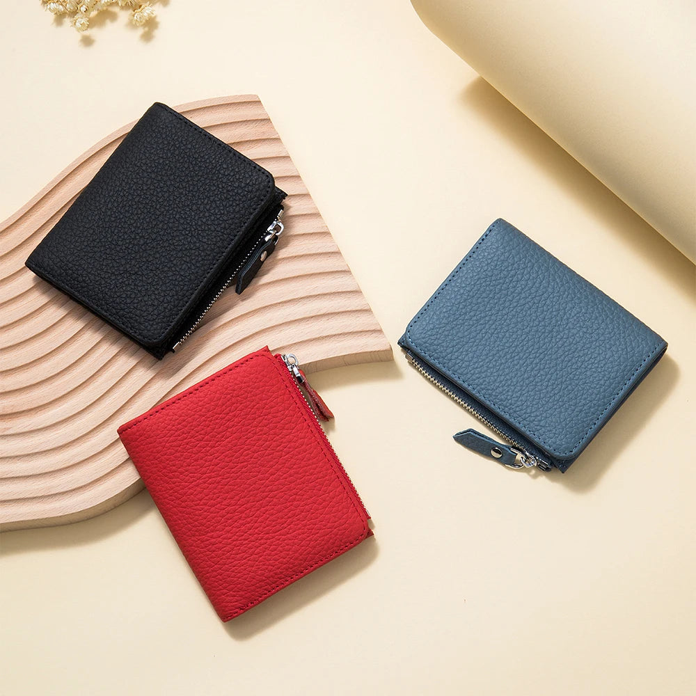 Cartera Corta Cuero Genuino - Estilo Japonés RFID