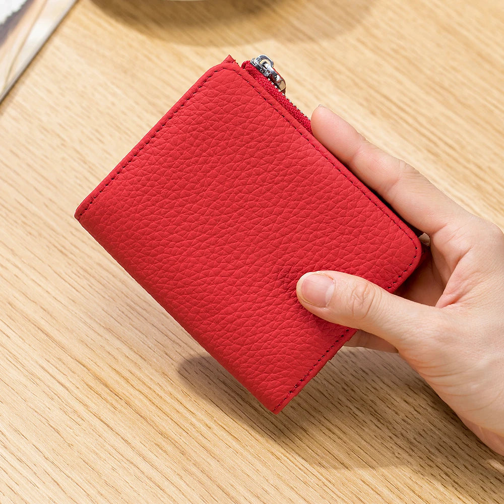 Cartera Corta Cuero Genuino - Estilo Japonés RFID