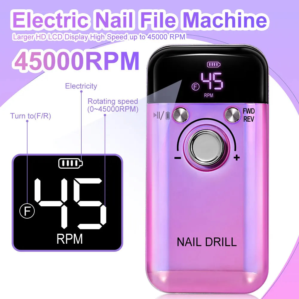 Taladro eléctrico recargable para uñas, 45000RPM7