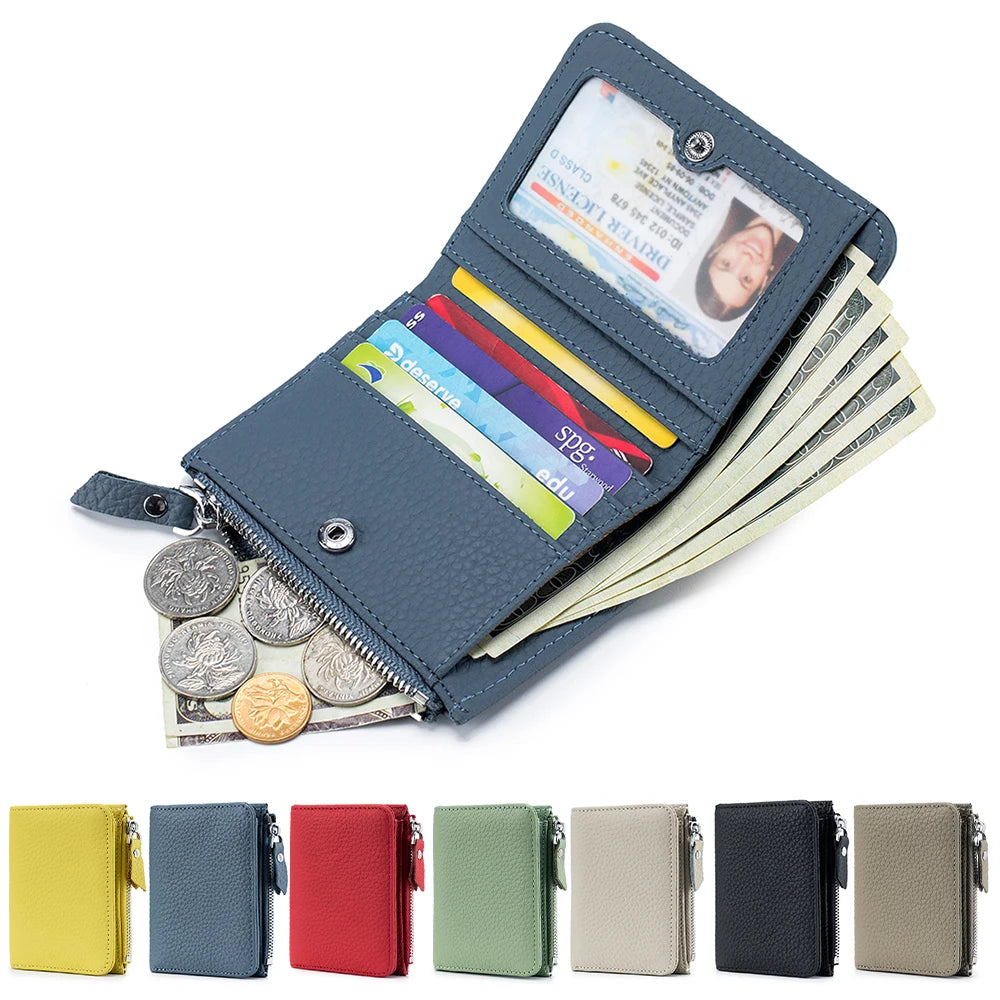 Cartera Corta Cuero Genuino - Estilo Japonés RFID