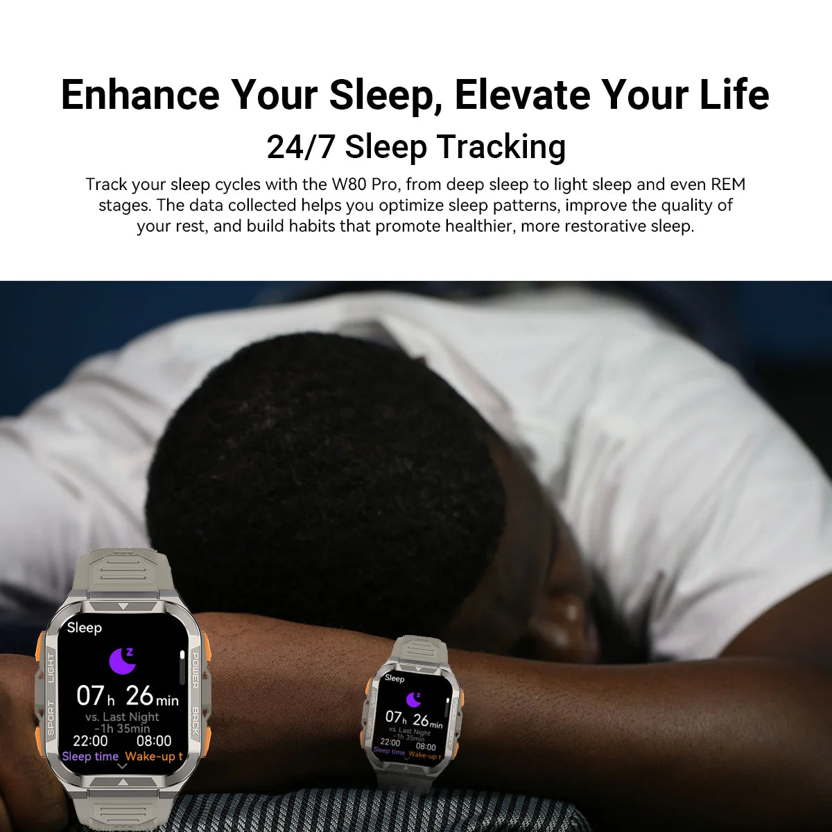 Reloj inteligente Blackview W80 Pro con pantalla de 1,91" y linterna LED para hombre