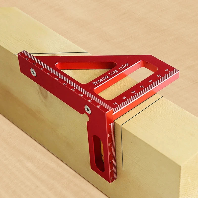 Escuadra y Transportador para Carpintería – Regla Triangular de Aleación de Aluminio