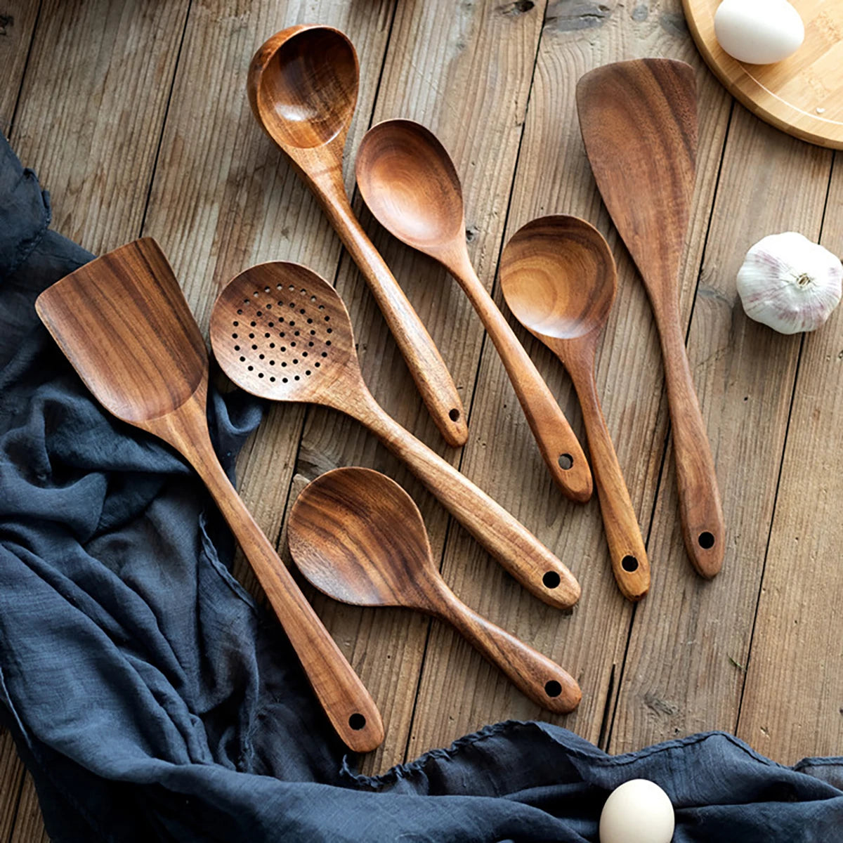 Set de Utensilios de Cocina de Madera - 8 Piezas