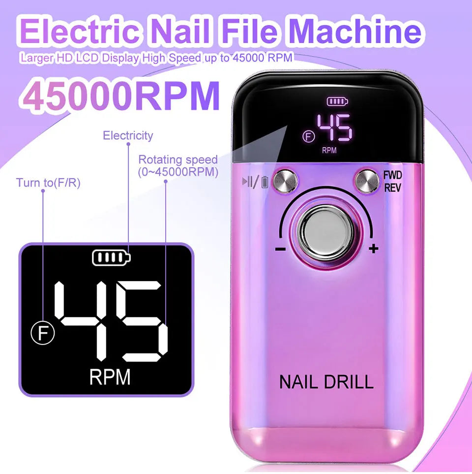 Taladro eléctrico recargable para uñas, 45000RPM7