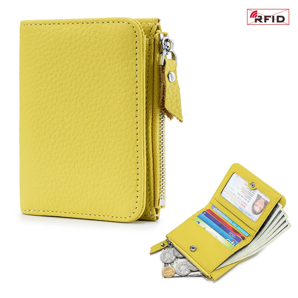 Cartera Corta Cuero Genuino - Estilo Japonés RFID