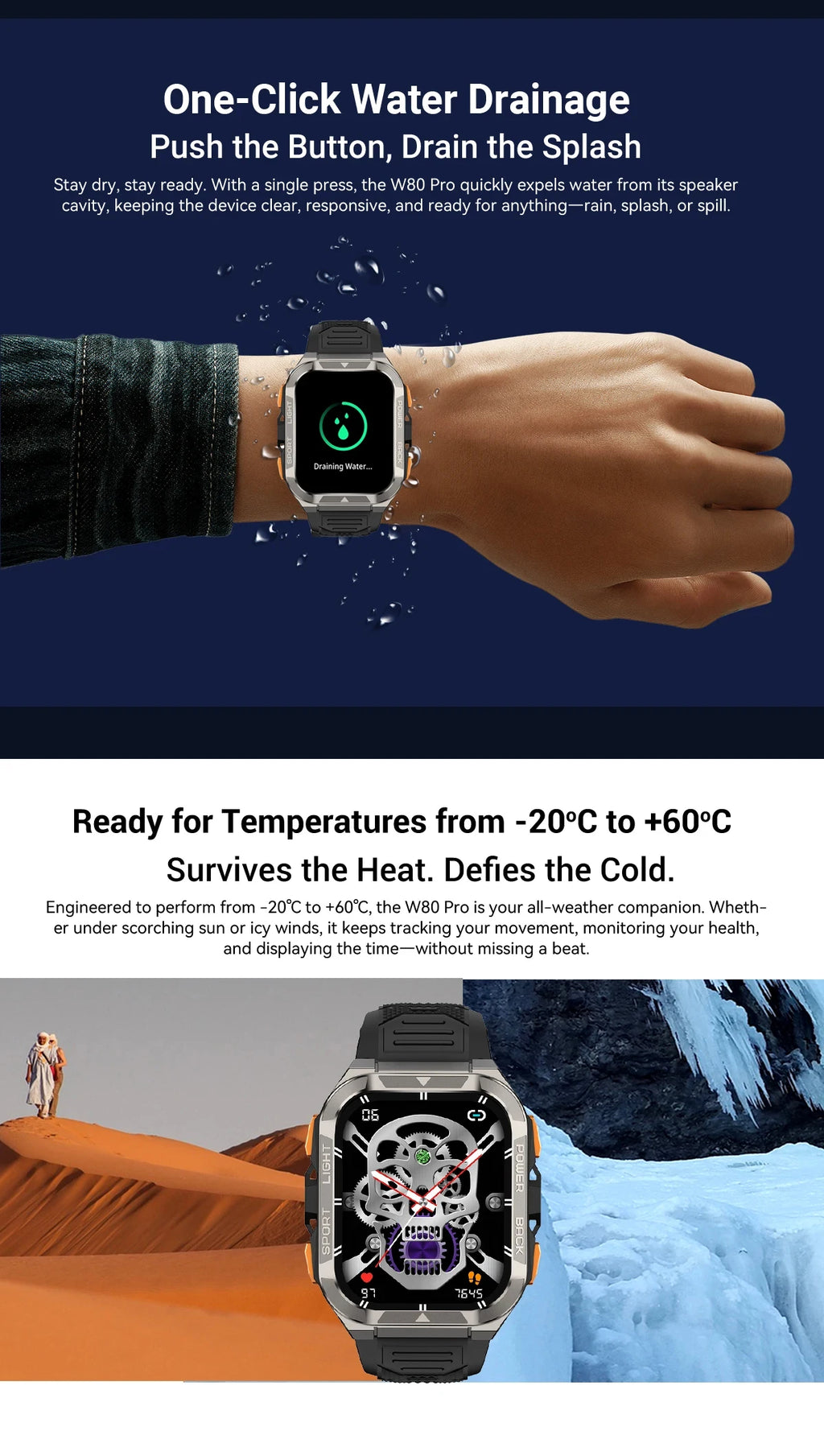 Reloj inteligente Blackview W80 Pro con pantalla de 1,91" y linterna LED para hombre