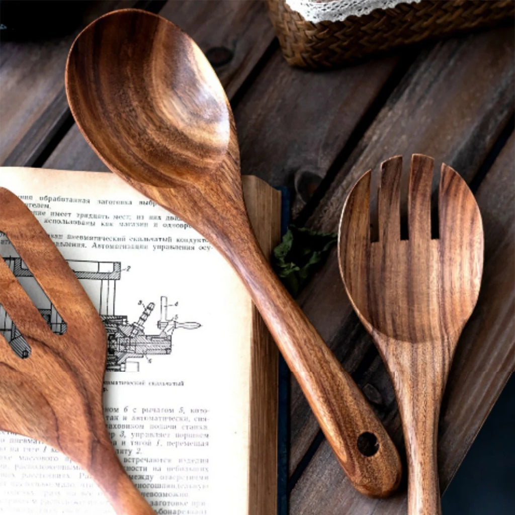 Set de Utensilios de Cocina de Madera - 8 Piezas
