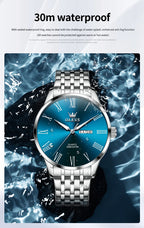 Reloj OLEVS de acero inoxidable para hombre, estilo empresarial minimalista, de lujo,
