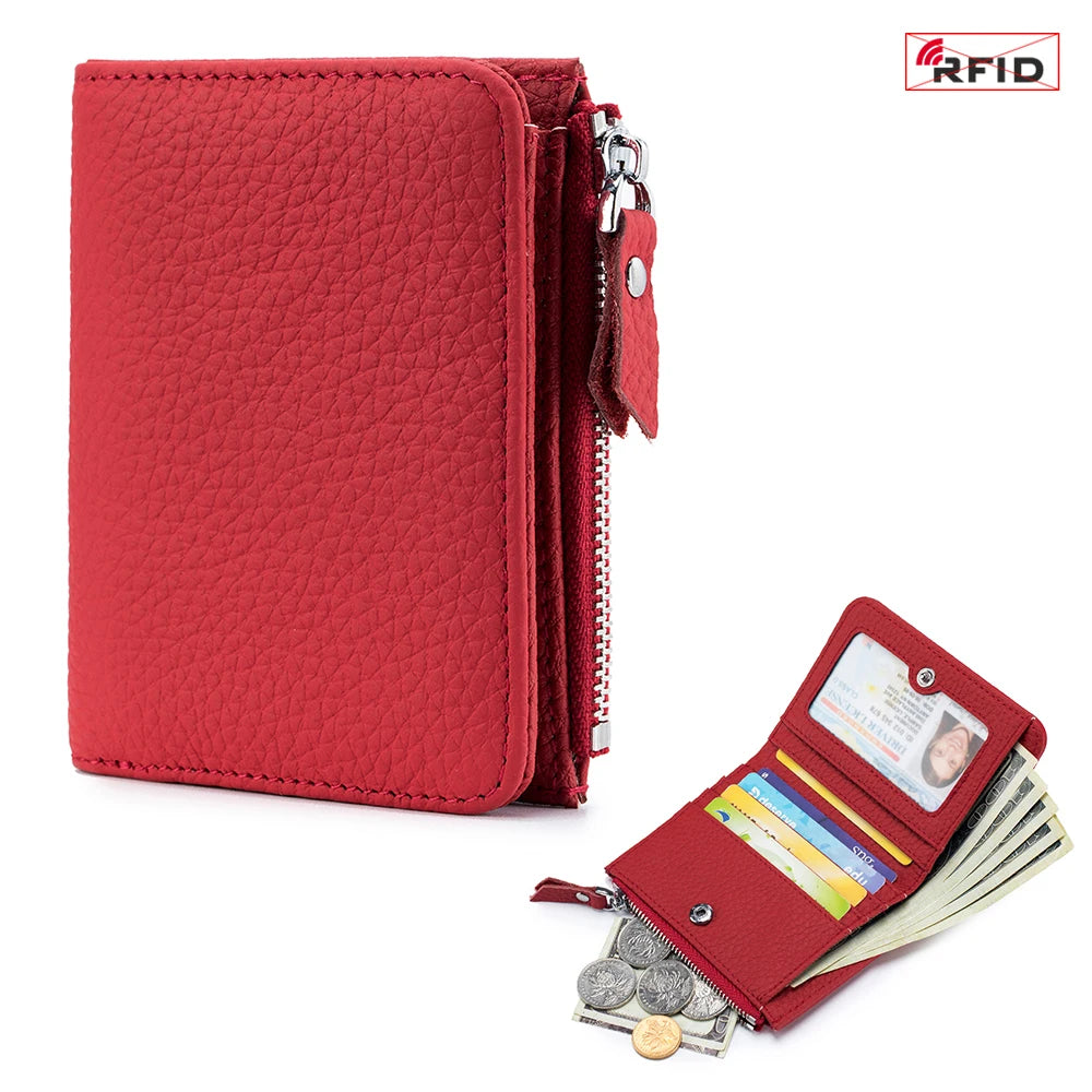 Cartera Corta Cuero Genuino - Estilo Japonés RFID