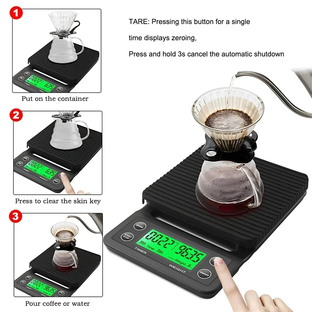 Báscula Digital Multifunción para Café con Temporizador