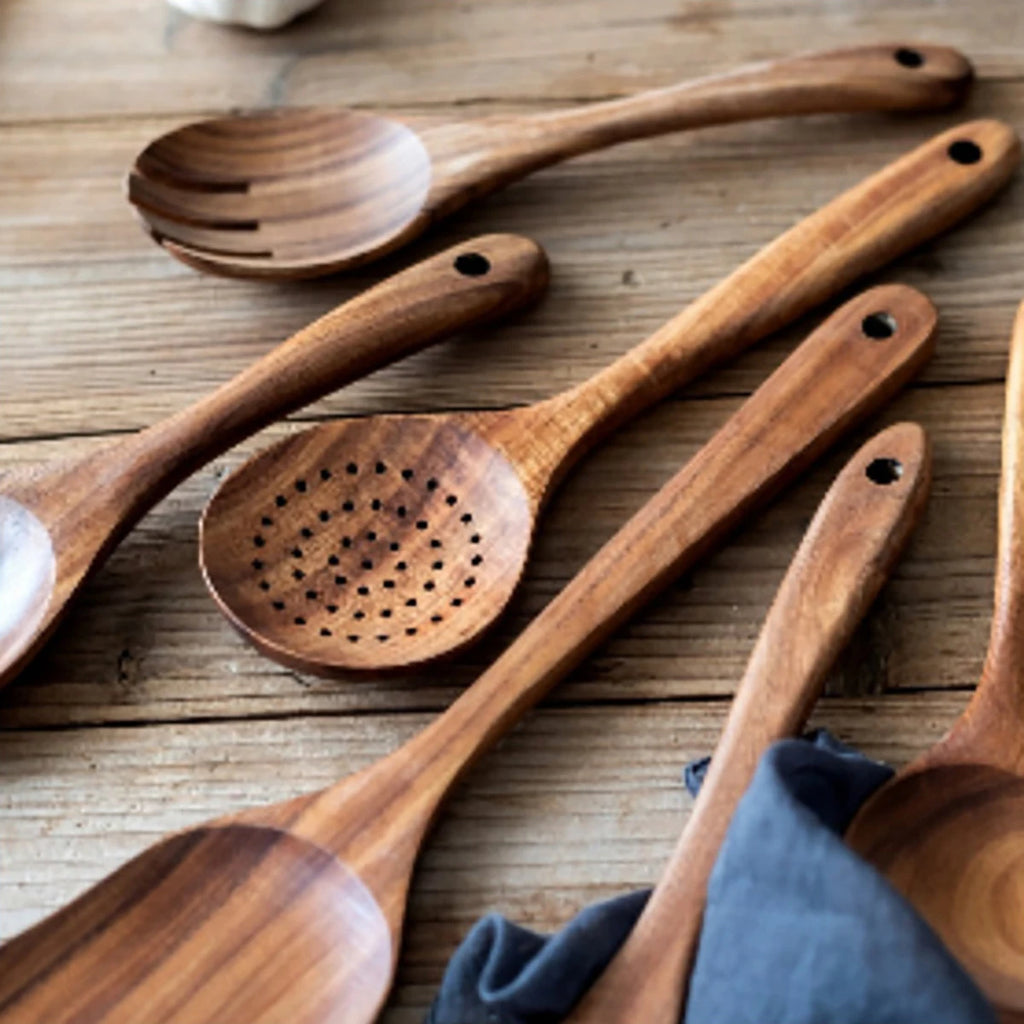 Set de Utensilios de Cocina de Madera - 8 Piezas