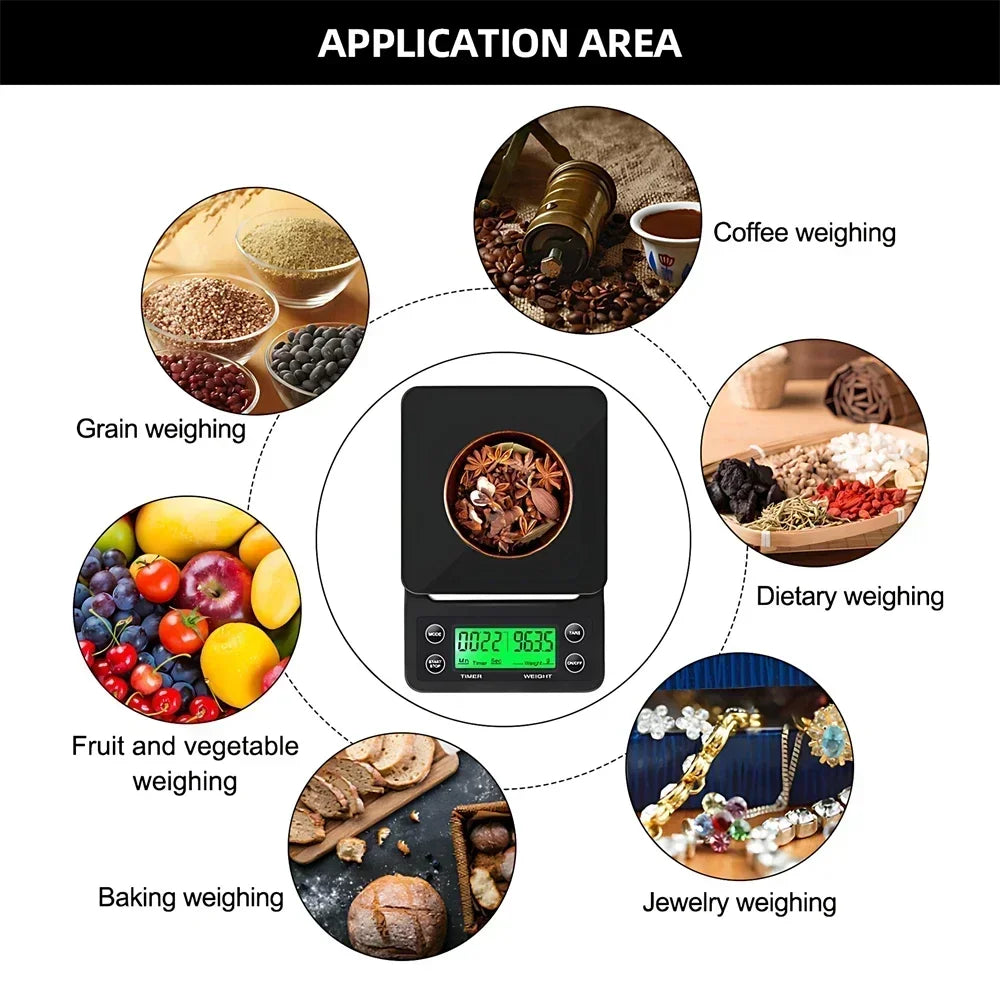 Báscula Digital Multifunción para Café con Temporizador