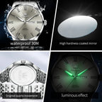 Reloj OLEVS de acero inoxidable para hombre, estilo empresarial minimalista, de lujo,