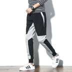 Men's Color Block Slim Fit Joggers, Big Size Long Pants