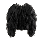 Elegant Ruffles Blouse with Layered Mesh Design (One Piece)